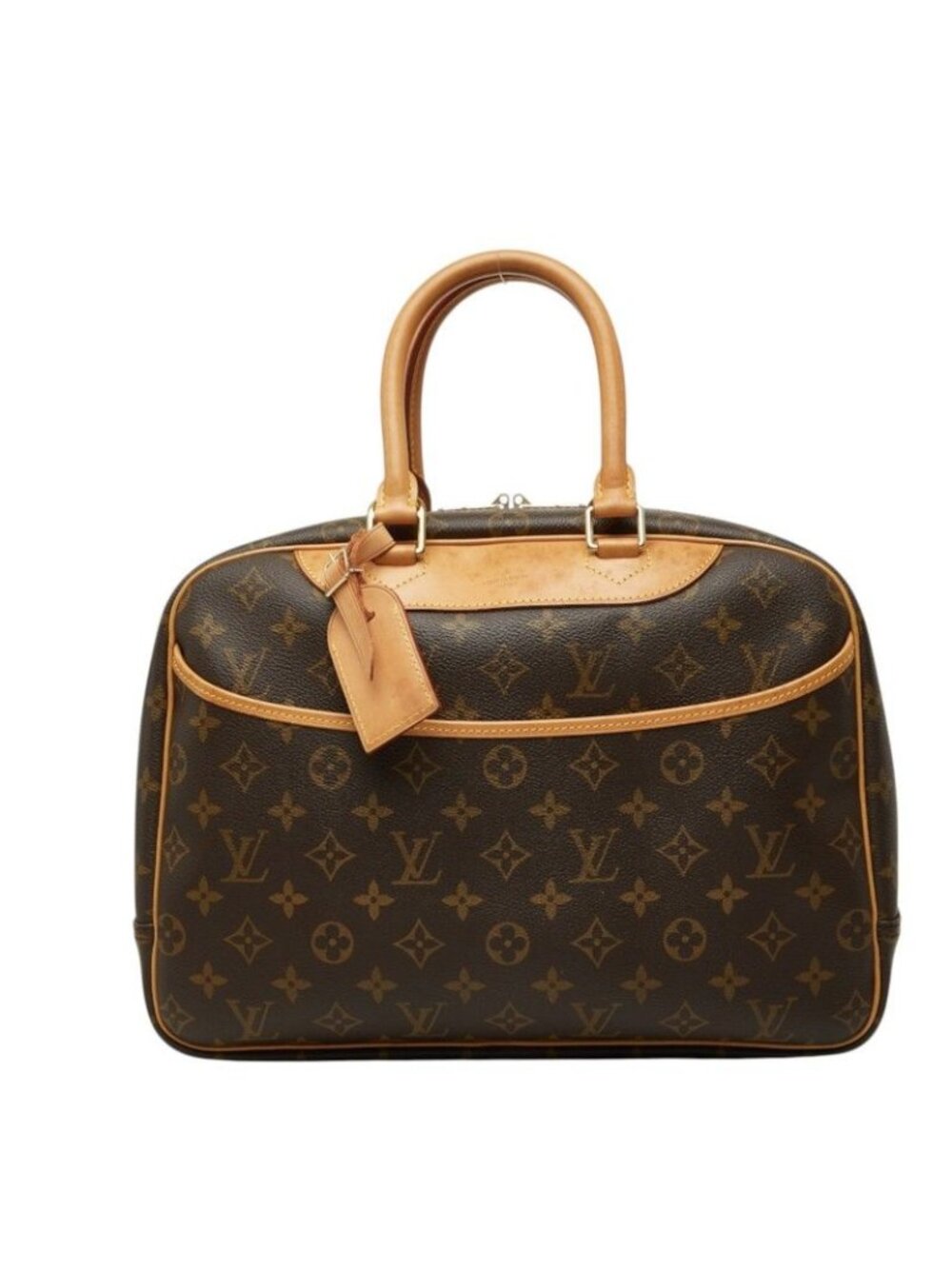Louis Vuitton Monogram Deauville Handbag Brown Leather
